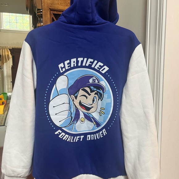 Certified Forklift Driver Reversible Hoodie - Blue & White Black & Purple Unisex - Picture 5 of 9